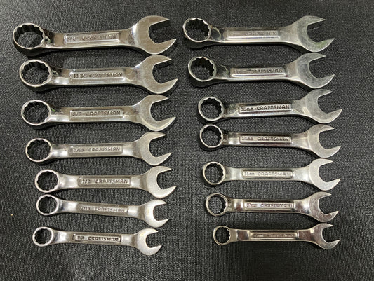 Vintage Craftsman Professional Stubby Wrench Set Bundle - 7pc SAE & 7pc Metric, USA