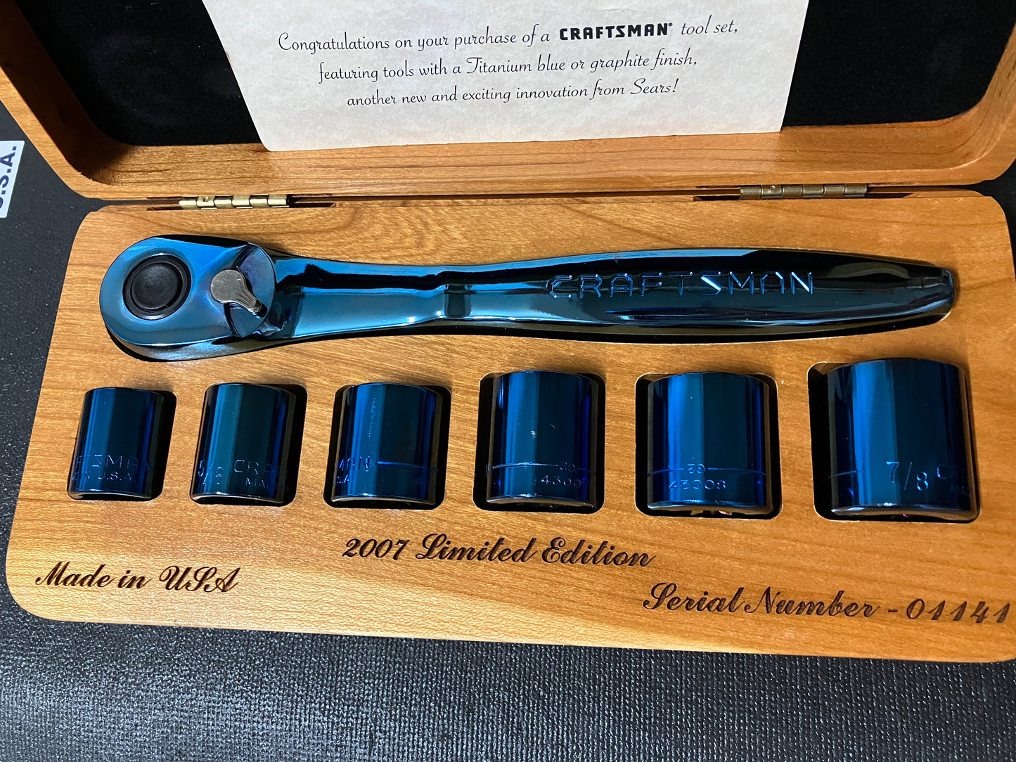 NOS Rare Craftsman 2007 Limited Edition Titanium Blue Ratchet & Socket Set USA