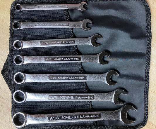 Vintage NOS Craftsman 7pc SAE 12 Pt Combination Wrench Set USA w/ Pouch