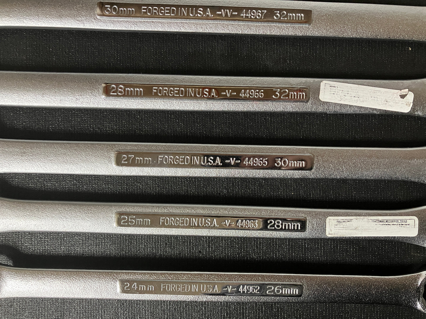 Vintage Craftsman 5pc Jumbo Metric Double Box End Wrenches 24-32mm -V- & -VV-USA