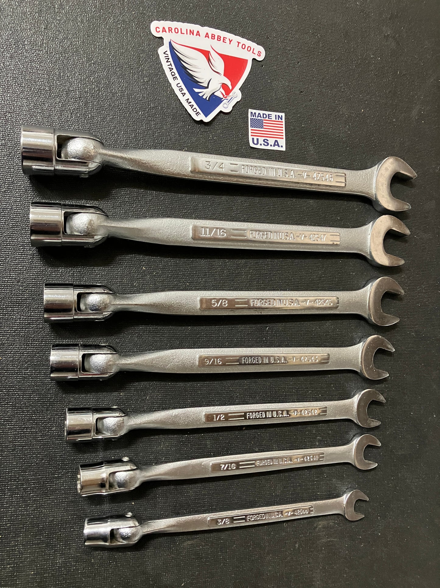 Vintage Craftsman 7pc SAE Saltus Flex Head Wrench Set USA