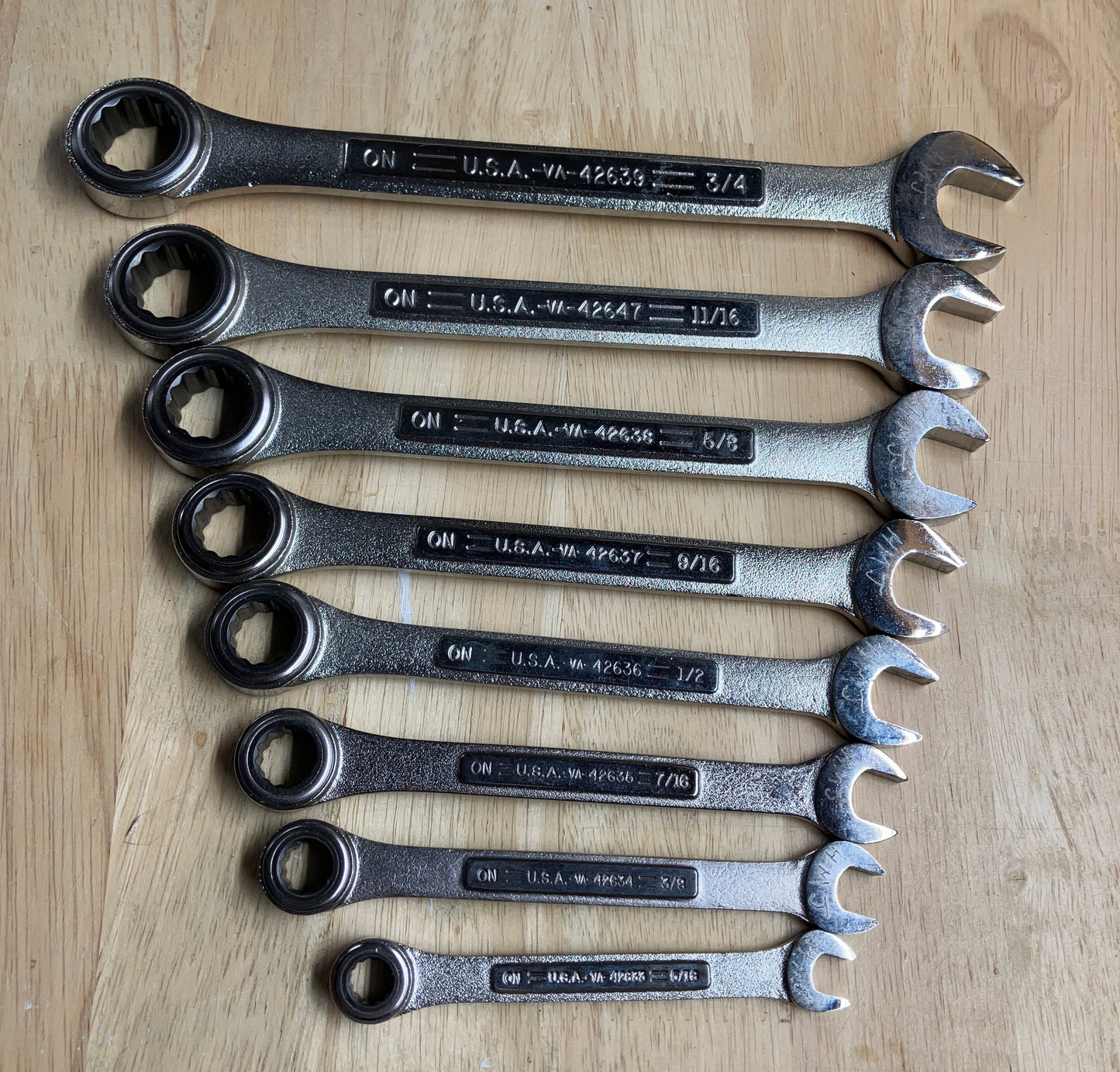 Vintage Craftsman 8pc SAE Ratcheting Combination Wrench Set 5/16 - 3/4 42444 USA