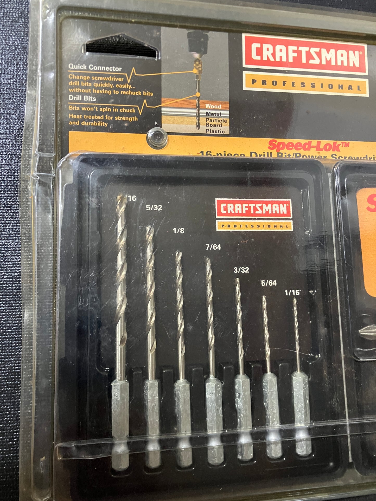 NOS Sears Craftsman Professional 16pc Speed Lok Drill Bit Set 26172 USA w/Case