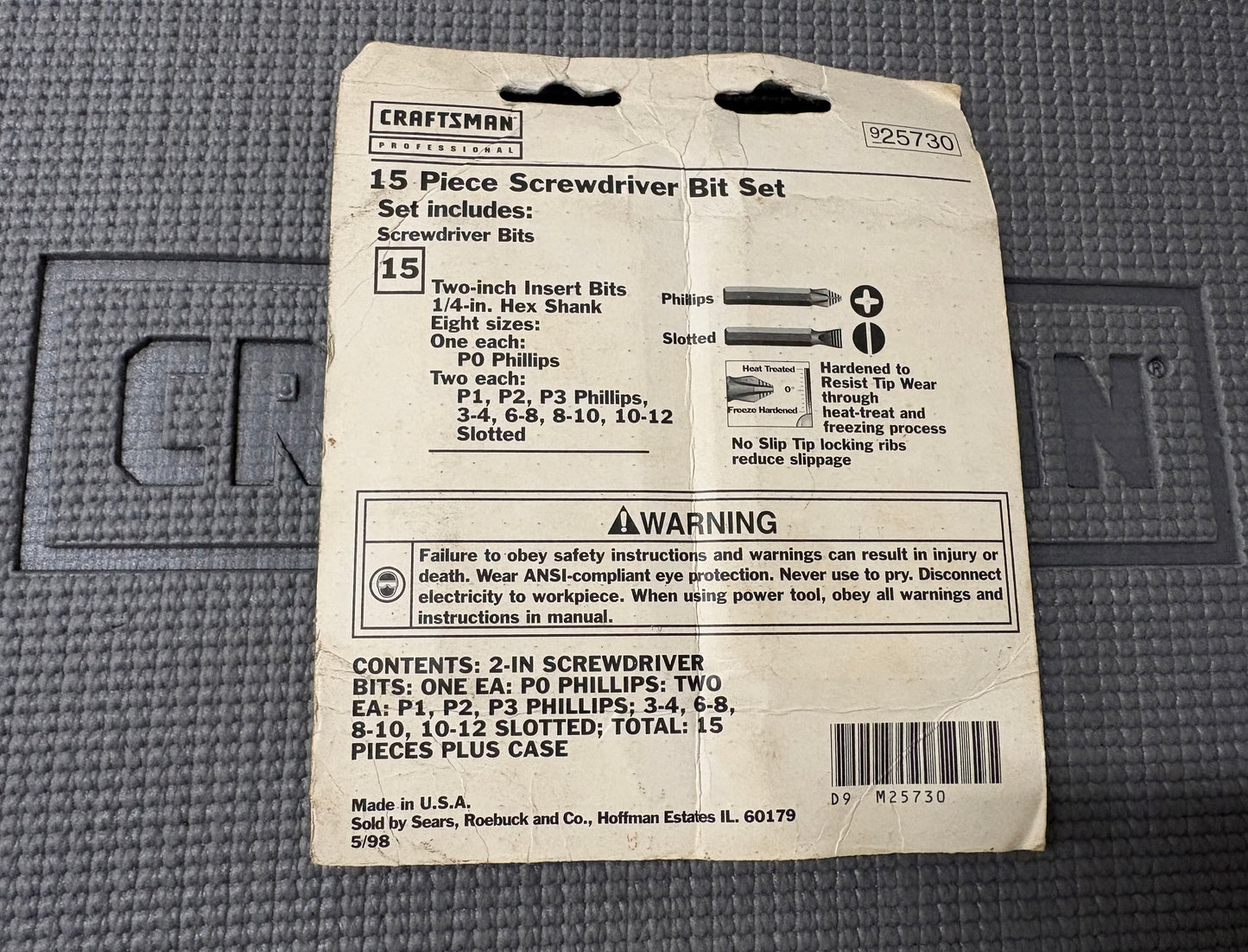 NOS Sears Craftsman 15pc 2-in Screwdriver Bit Set w/ Storage Case 25730 USA