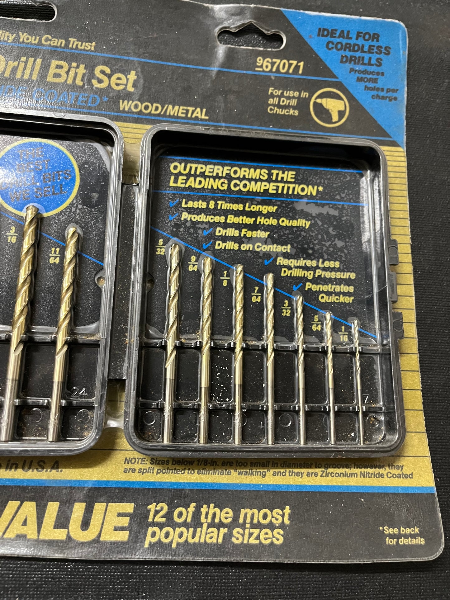NOS Sears Best Craftsman 12pc Zirconium Nitride 12pc Drill Bit Set 67071 USA