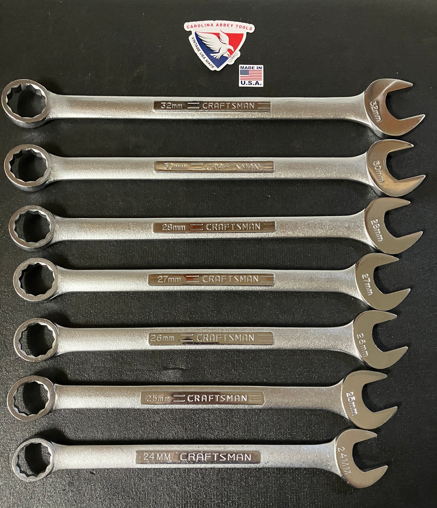 Vintage Craftsman 7pc Jumbo Metric Combination Wrench Set 24-32mm -V- -VV- USA