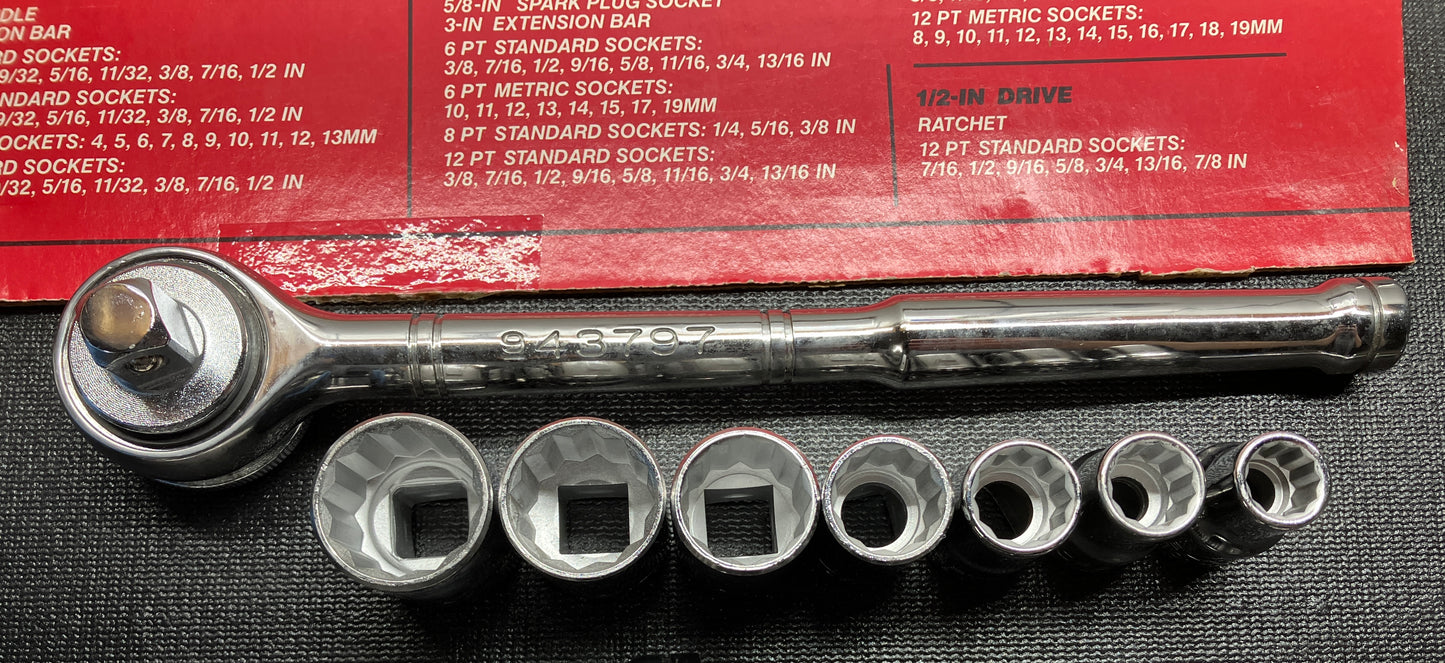 Vintage Craftsman 97pc Socket Set EE 1/4”3/8” 1/2” Ratchets 6pt 8pt 12pt Sockets