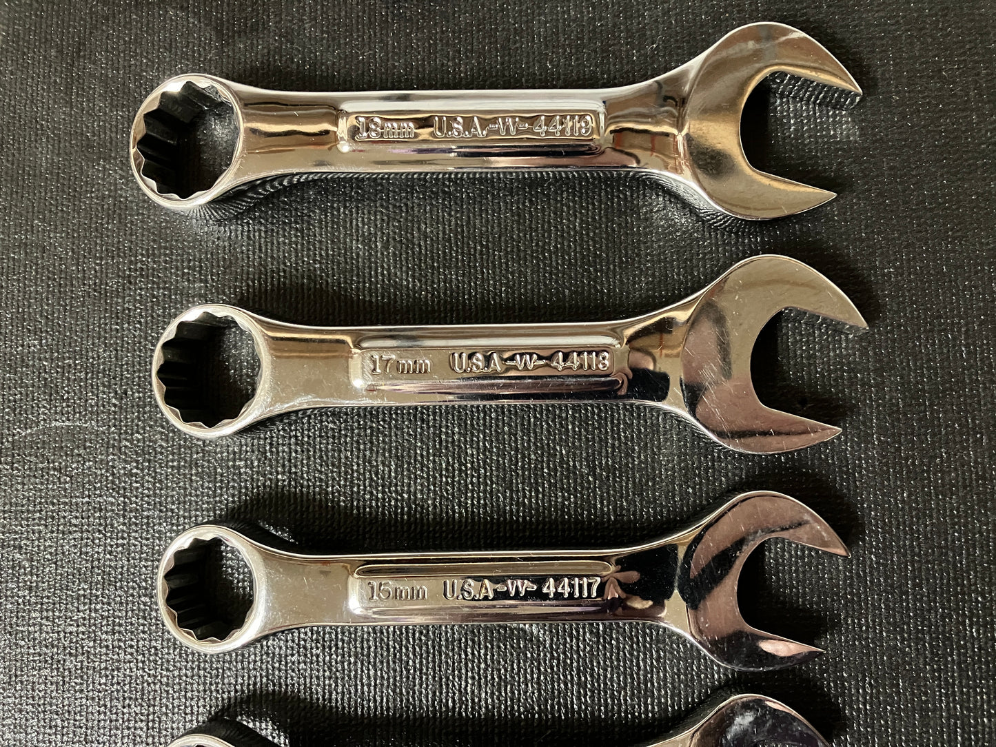 Vintage Craftsman Professional Raised Panel 7pc Stubby Wrench Set 10-18mm 44111 -VV- USA