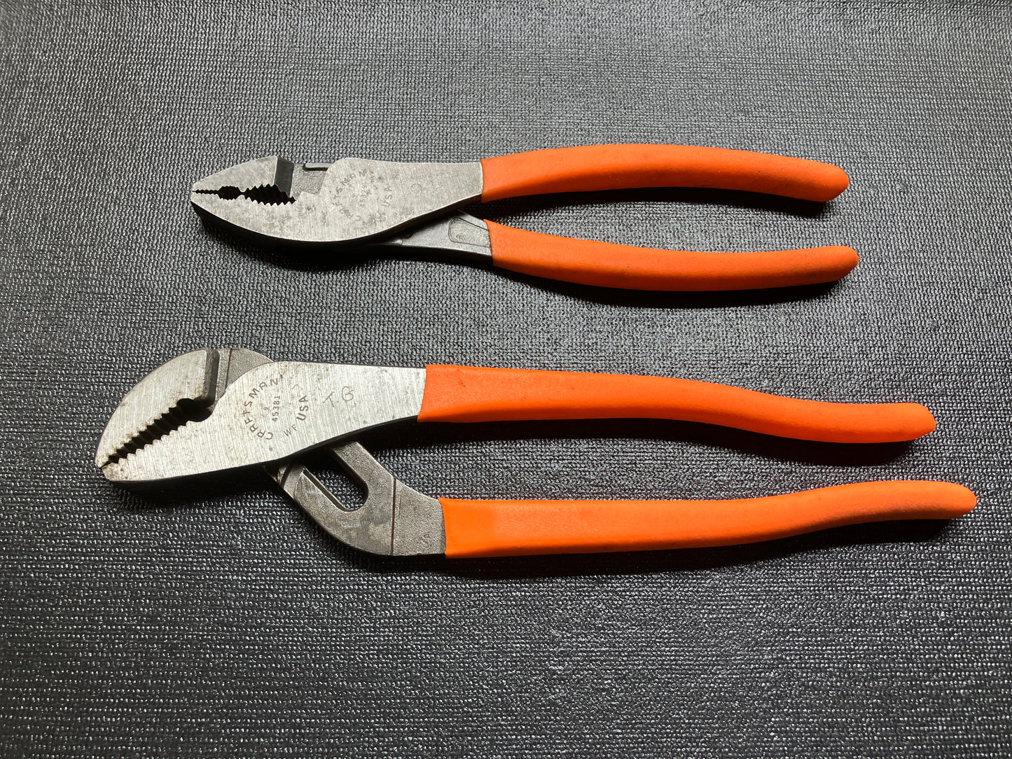 Craftsman 2pc Neon Orange Pliers Hi Viz High Visibility 45381 45379 WF USA
