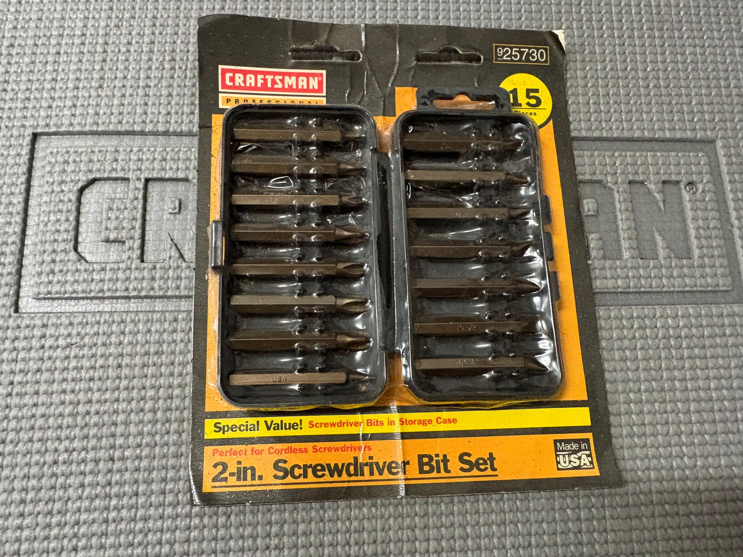 NOS Sears Craftsman 15pc 2-in Screwdriver Bit Set w/ Storage Case 25730 USA