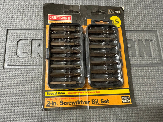 NOS Sears Craftsman 15pc 2-in Screwdriver Bit Set w/ Storage Case 25730 USA