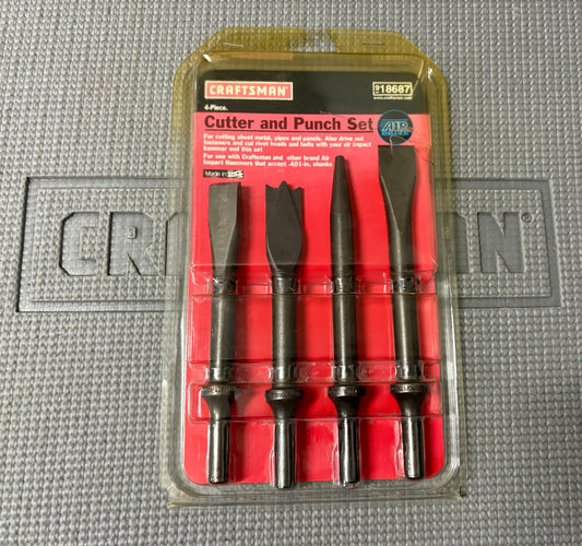 NOS Sears Craftsman 4pc Cutter & Punch Set 18687 USA Air Drive Pneumatic Hammer