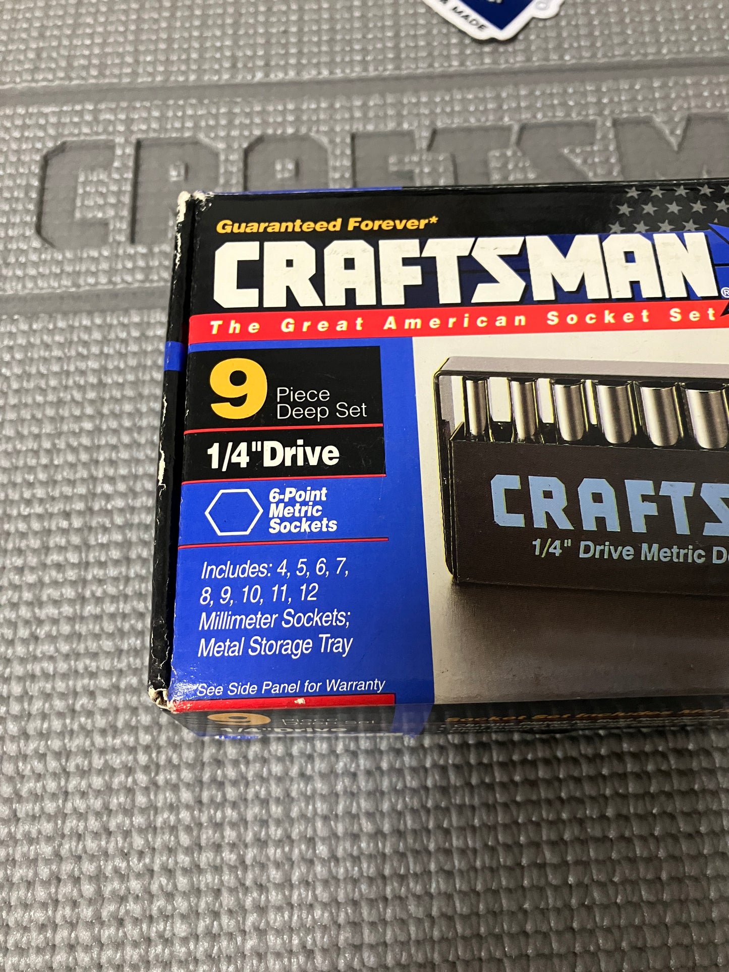 NOS Rare Sears Craftsman USA  1/4” Drive Deep Metric Socket Set Metal Tray 34422