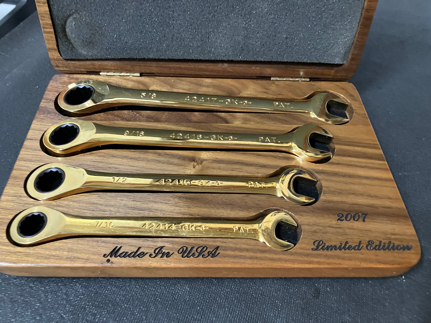 Vintage Sears Craftsman 80th Anniversary 2007 4pc Gold Ratcheting Wrench Set USA