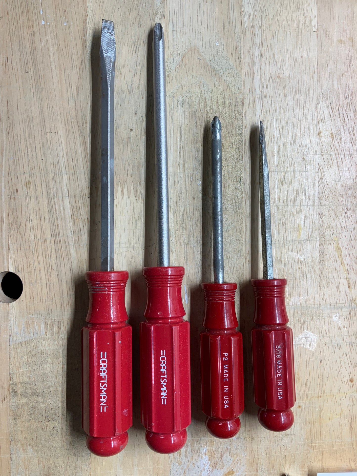 Vintage Craftsman 4pc Red Handle Screwdriver Bundle, USA