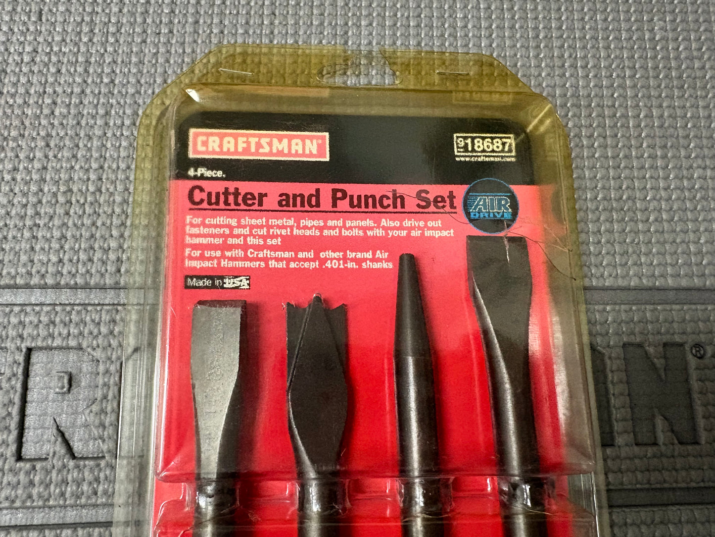NOS Sears Craftsman 4pc Cutter & Punch Set 18687 USA Air Drive Pneumatic Hammer