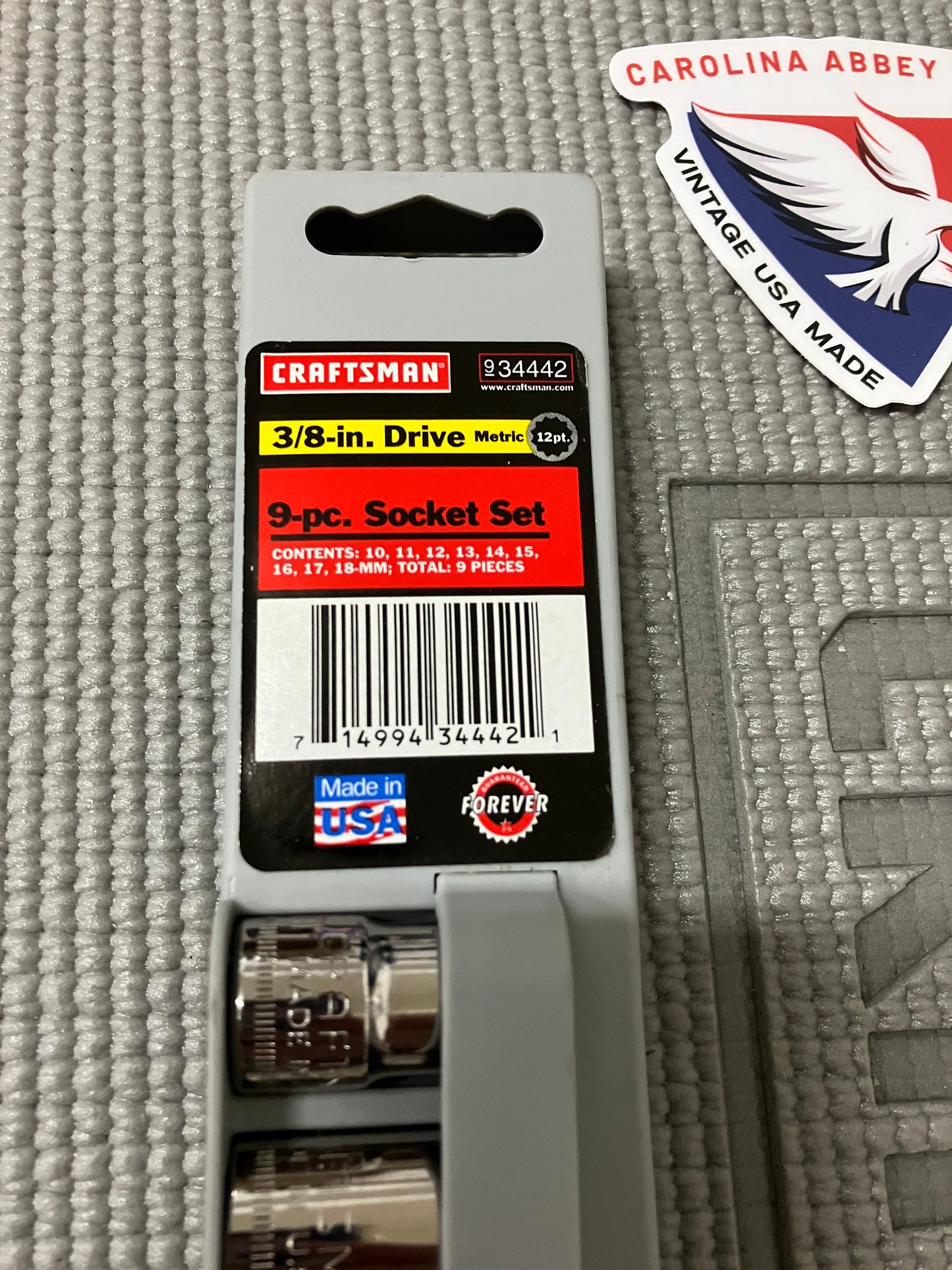 NOS Sears Craftsman 12 Point 3/8” Drive Socket Set Metric 34442 USA 10-18mm