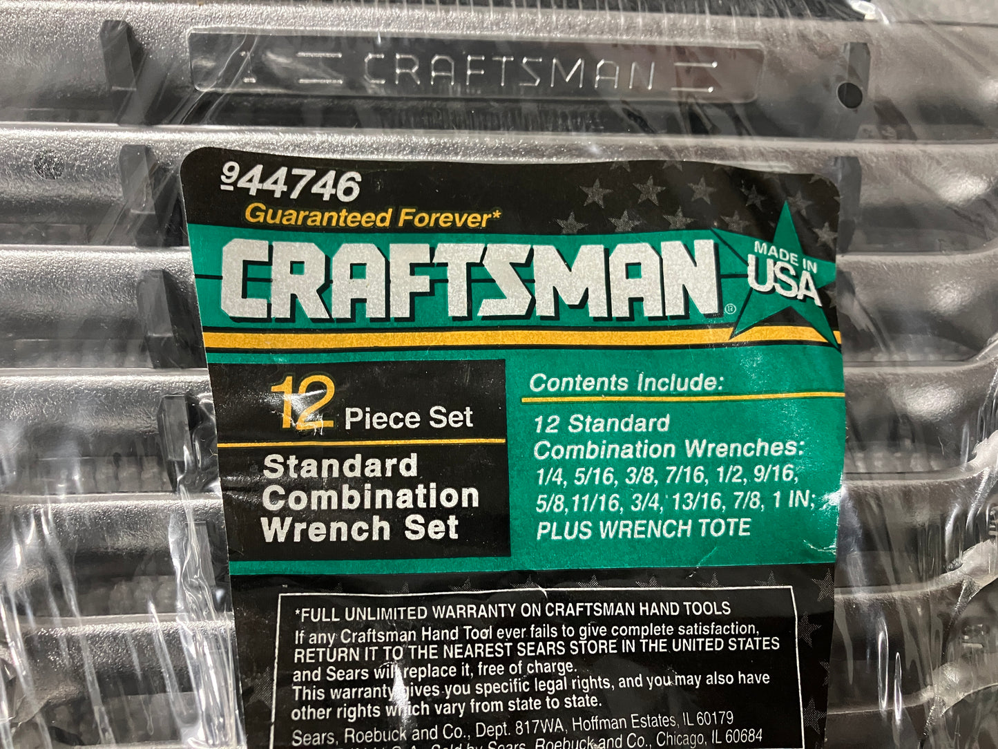 NOS Vintage Sears Craftsman 12pc SAE 12 Point Combination Wrench Set 44746 USA
