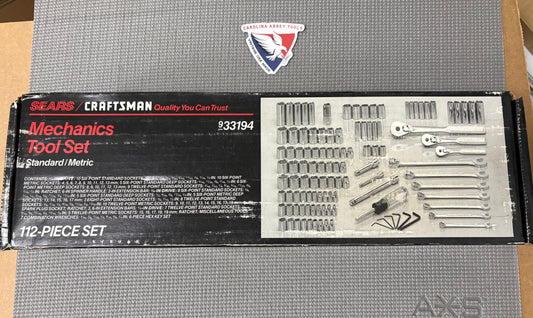 NOS Sears Craftsman 112pc Mechanics Tool Set 33194 USA SAE & MM New & Sealed!