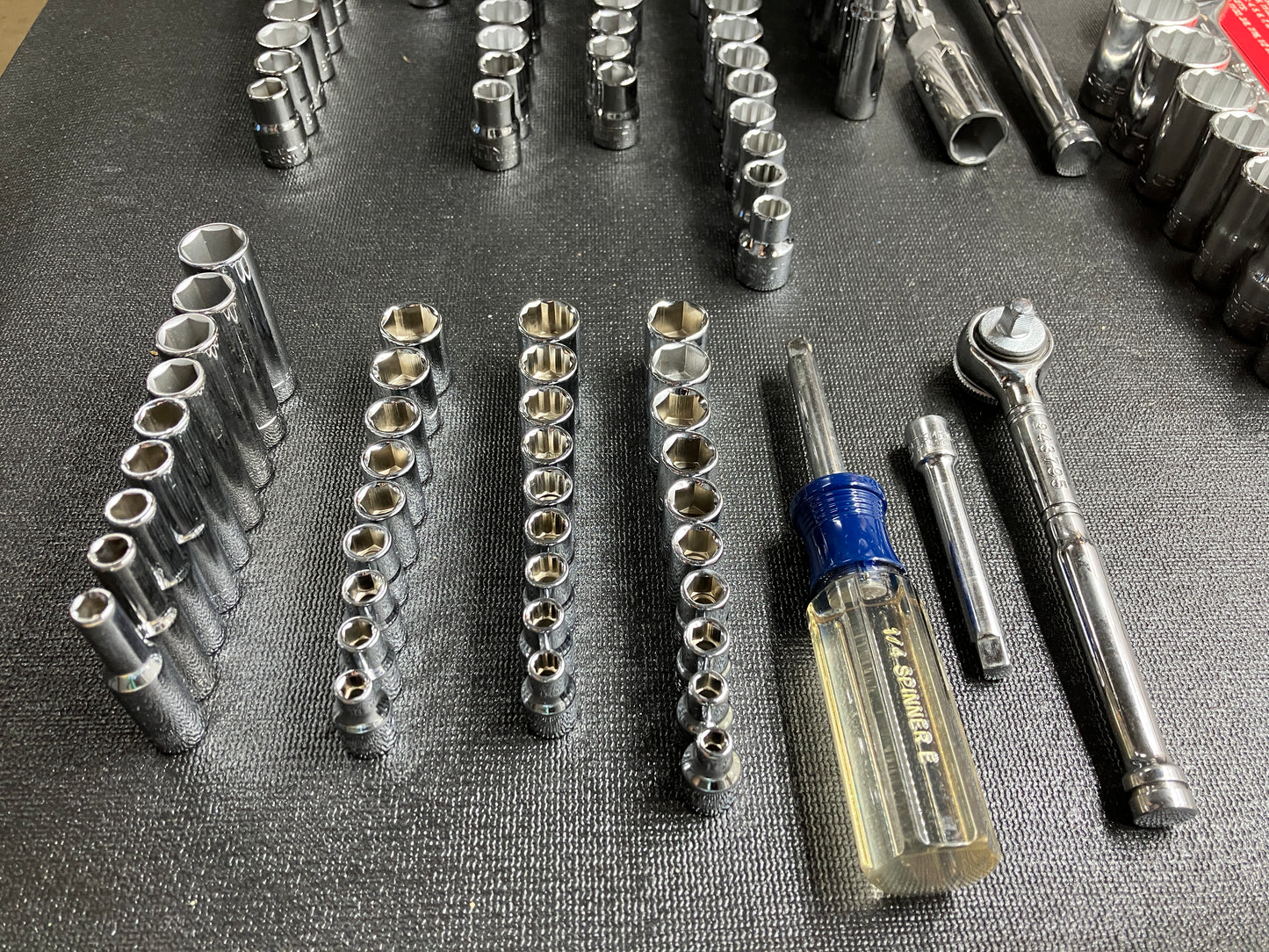 Vintage Craftsman 97pc Socket Set EE 1/4”3/8” 1/2” Ratchets 6pt 8pt 12pt Sockets