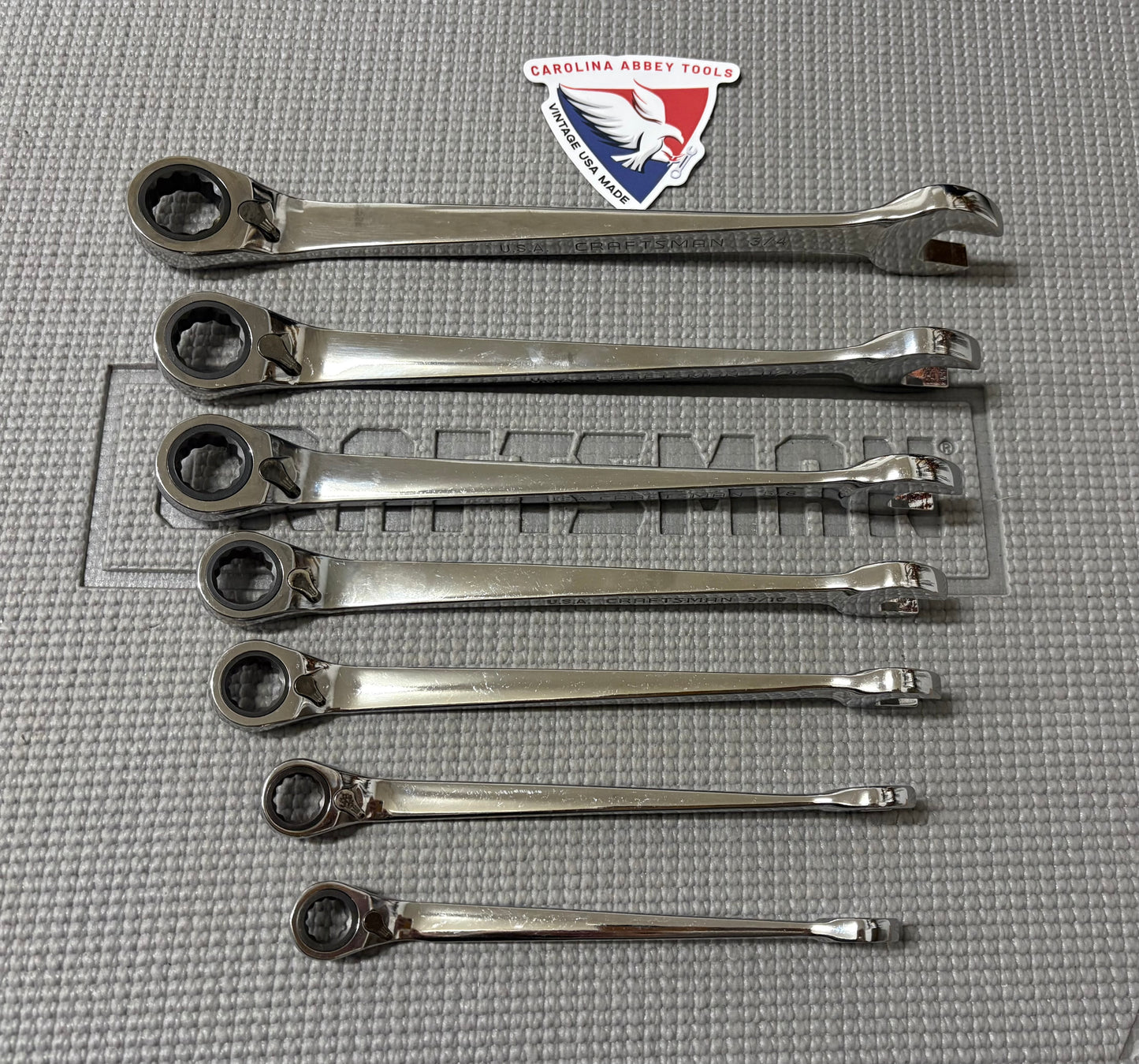 Rare Sears Craftsman USA Reversible Ratcheting Cross Force Wrench Set SAE 44850