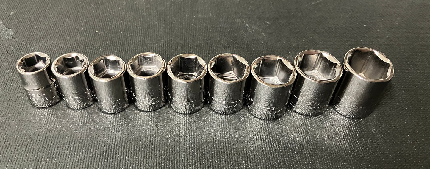 NOS Vintage Sears Craftsman 9pc Metric 3/8” Drive 6 Pt Sockets 10-18mm -G2- USA