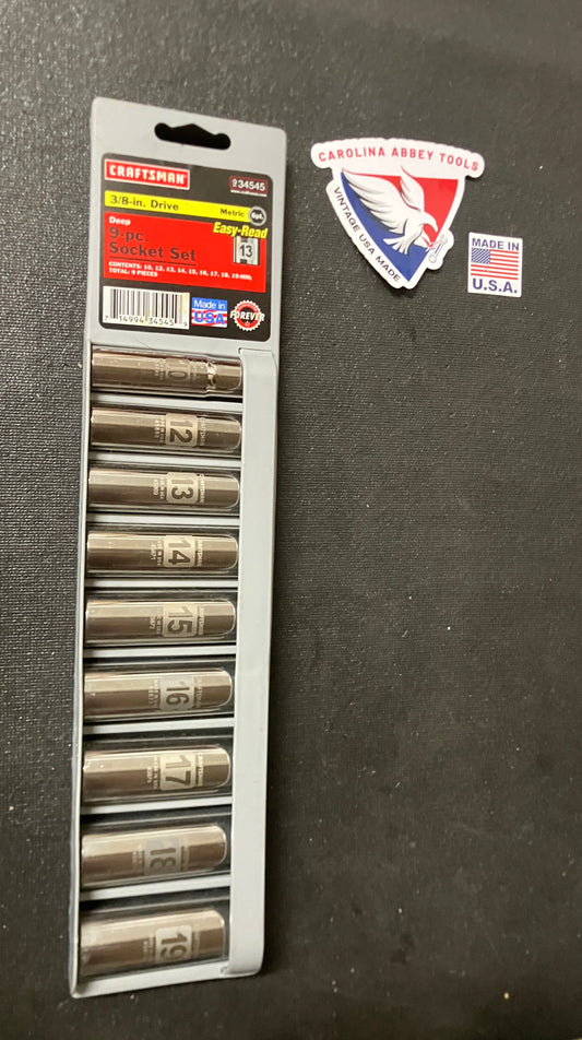 NOS Vintage Craftsman Easy Read Metric 3/8” Drive 6 Point  Deep Sockets 34545 USA