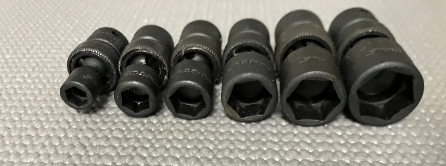 Snap On 106IPTMA 6pc SAE Shallow Swivel Impact Socket Set 1/4” Drive 1/4-9/16”