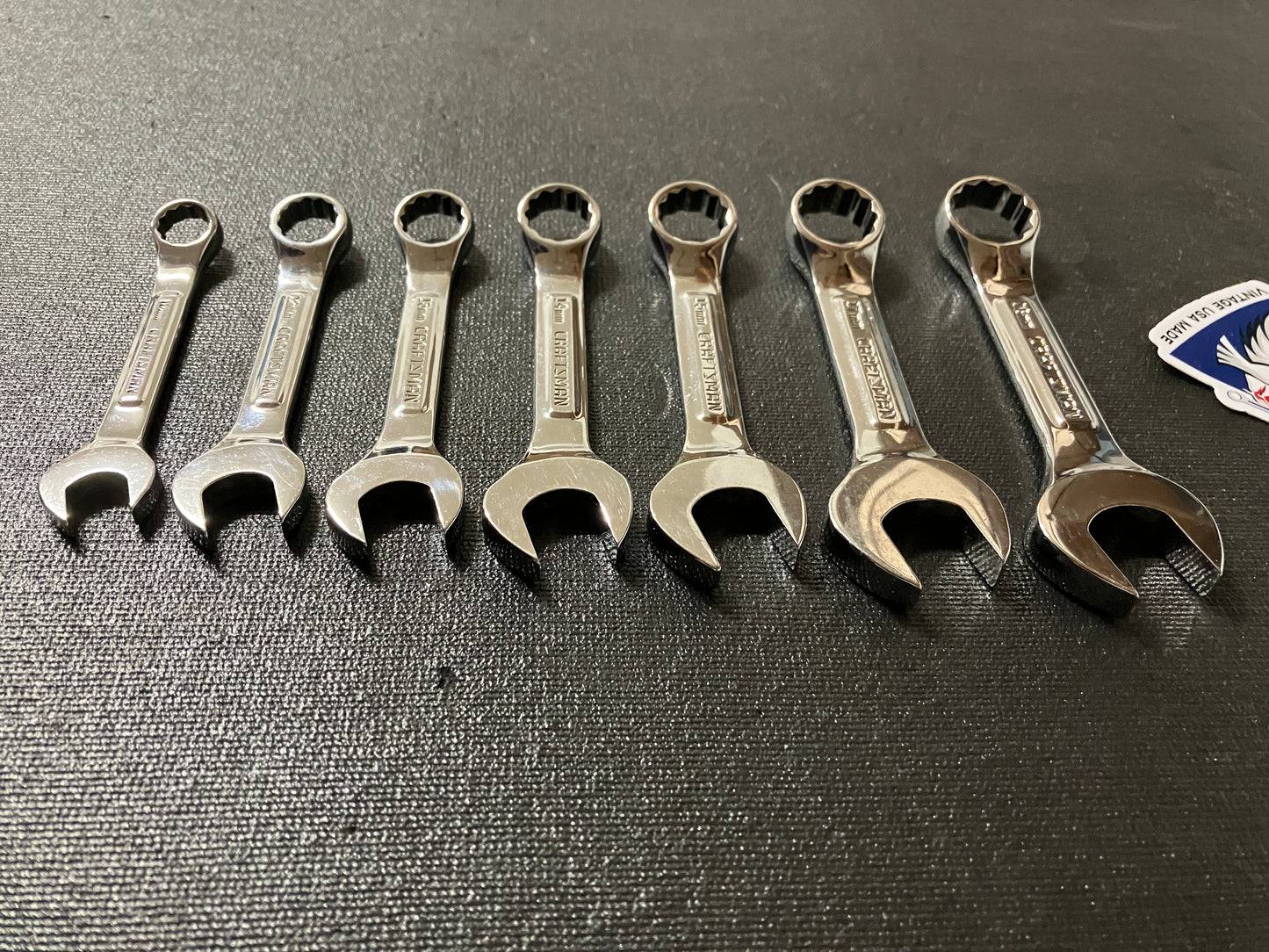 Vintage Craftsman Professional Raised Panel 7pc Stubby Wrench Set 10-18mm 44111 -VV- USA