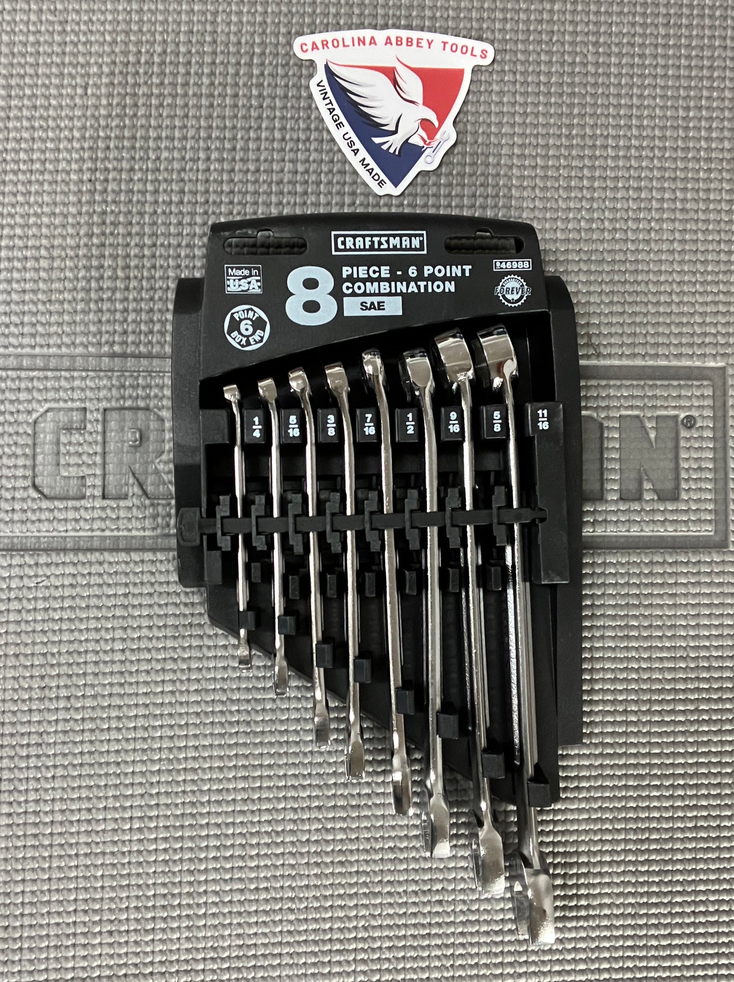 NOS Vintage Craftsman 8pc 6pt SAE 1/4” - 11/16” Combination Wrench Set 46988 USA