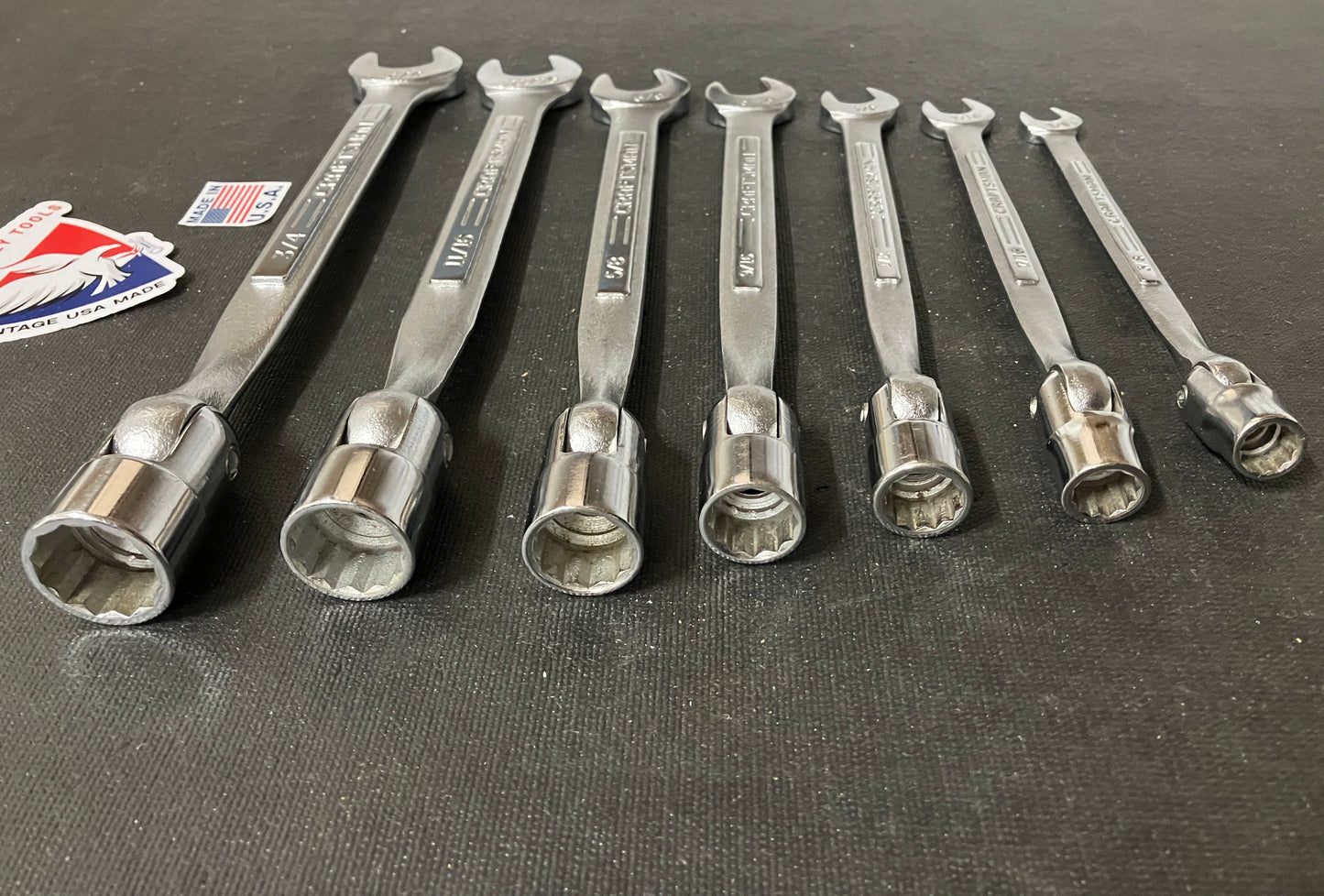 Vintage Craftsman 7pc SAE Saltus Flex Head Wrench Set USA