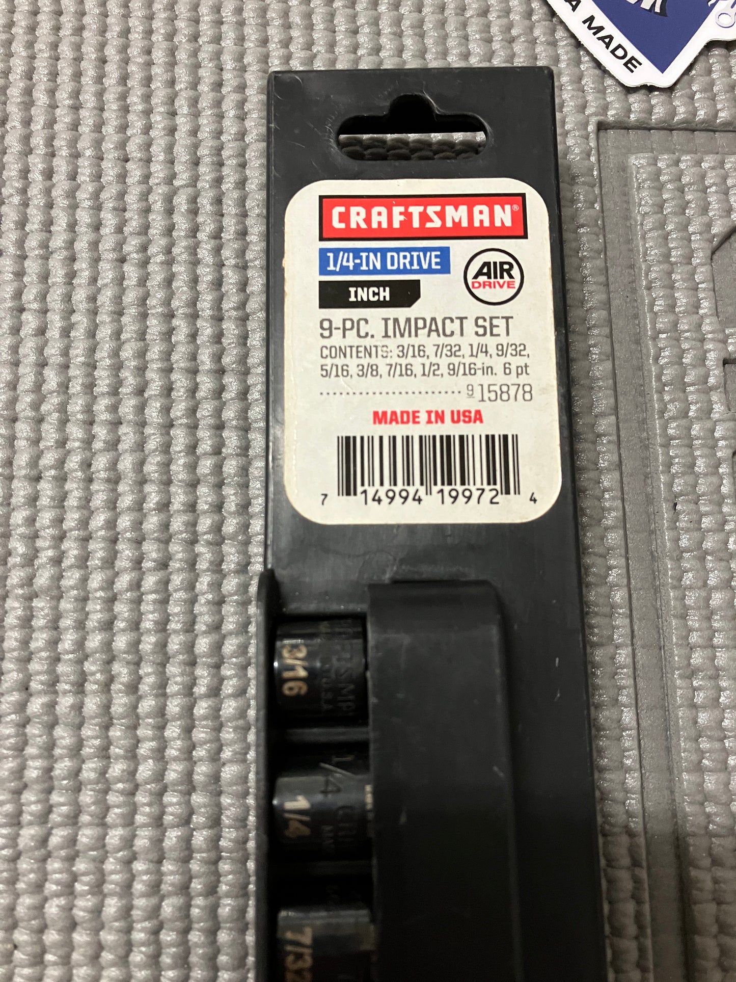 NOS Vintage Craftsman 1/4” Drive 9pc SAE Impact Socket Set USA 15878