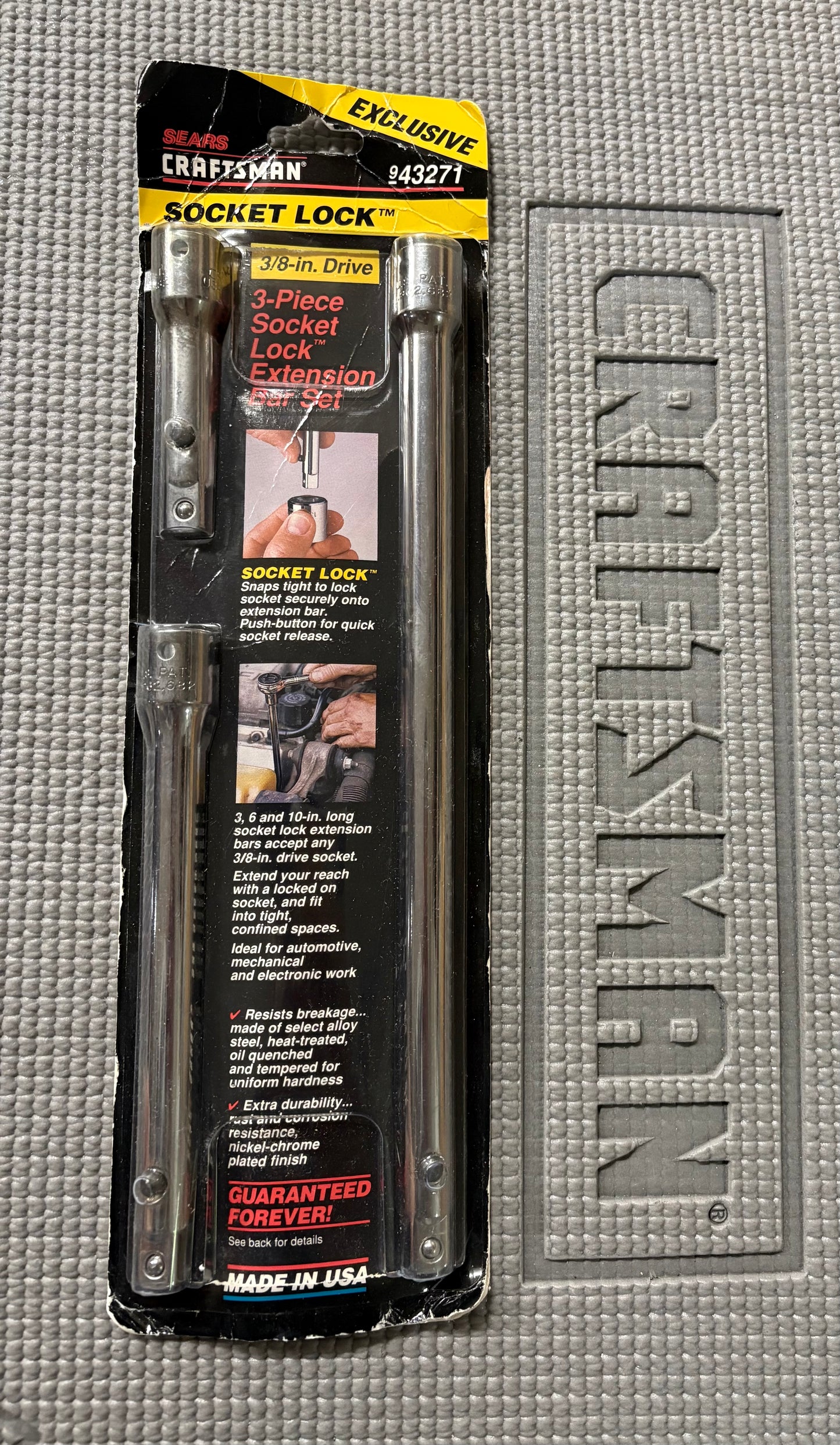 NOS Sears Craftsman USA 3pc 3/8" Socket Lock Extension Bar Set 43271 Very Rare!