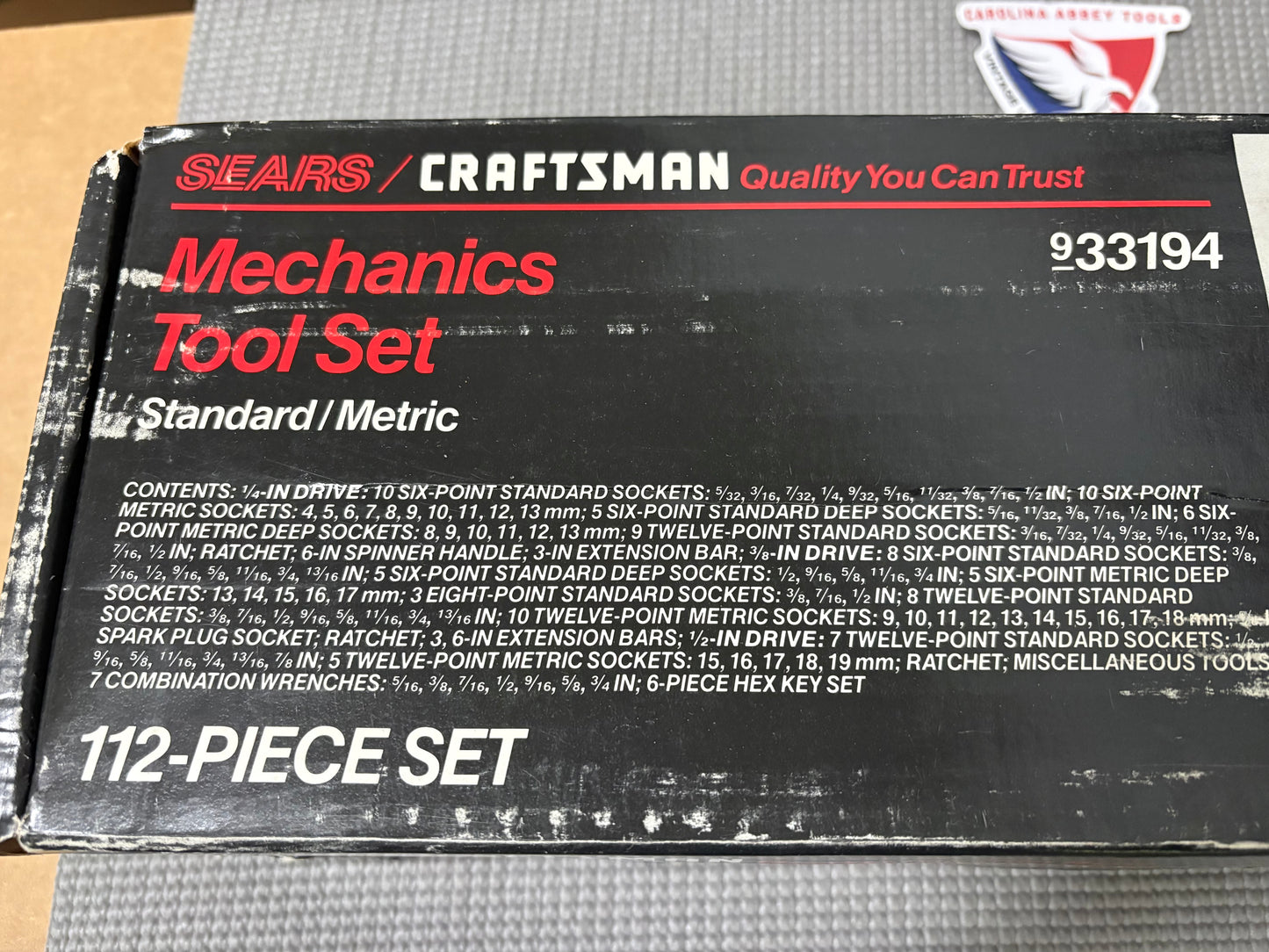 NOS Sears Craftsman 112pc Mechanics Tool Set 33194 USA SAE & MM New & Sealed!