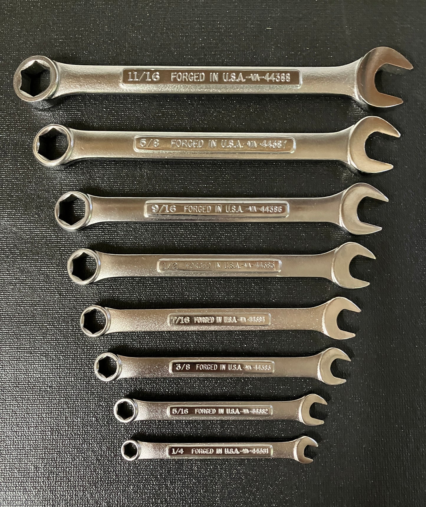 NOS Vintage Craftsman 8pc SAE 6 Point Wrench Set USA 1/4”-11/16” w/ Wrench Roll