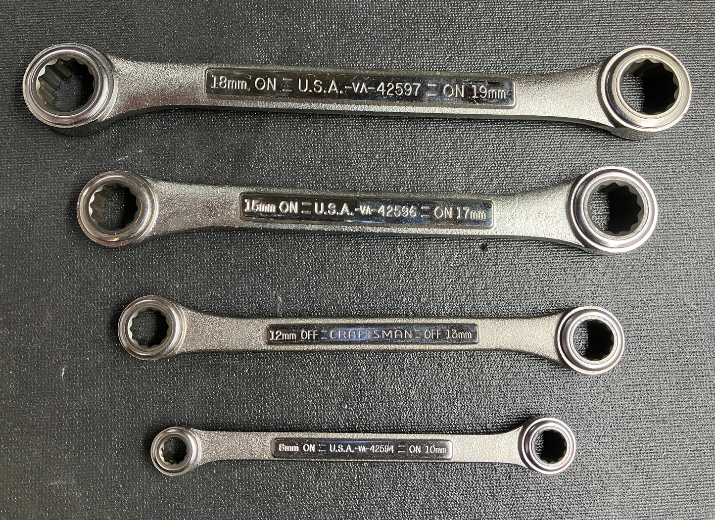 Vintage Craftsman 4pc Metric Heavy Duty Double Box Ratcheting Set 42447 USA