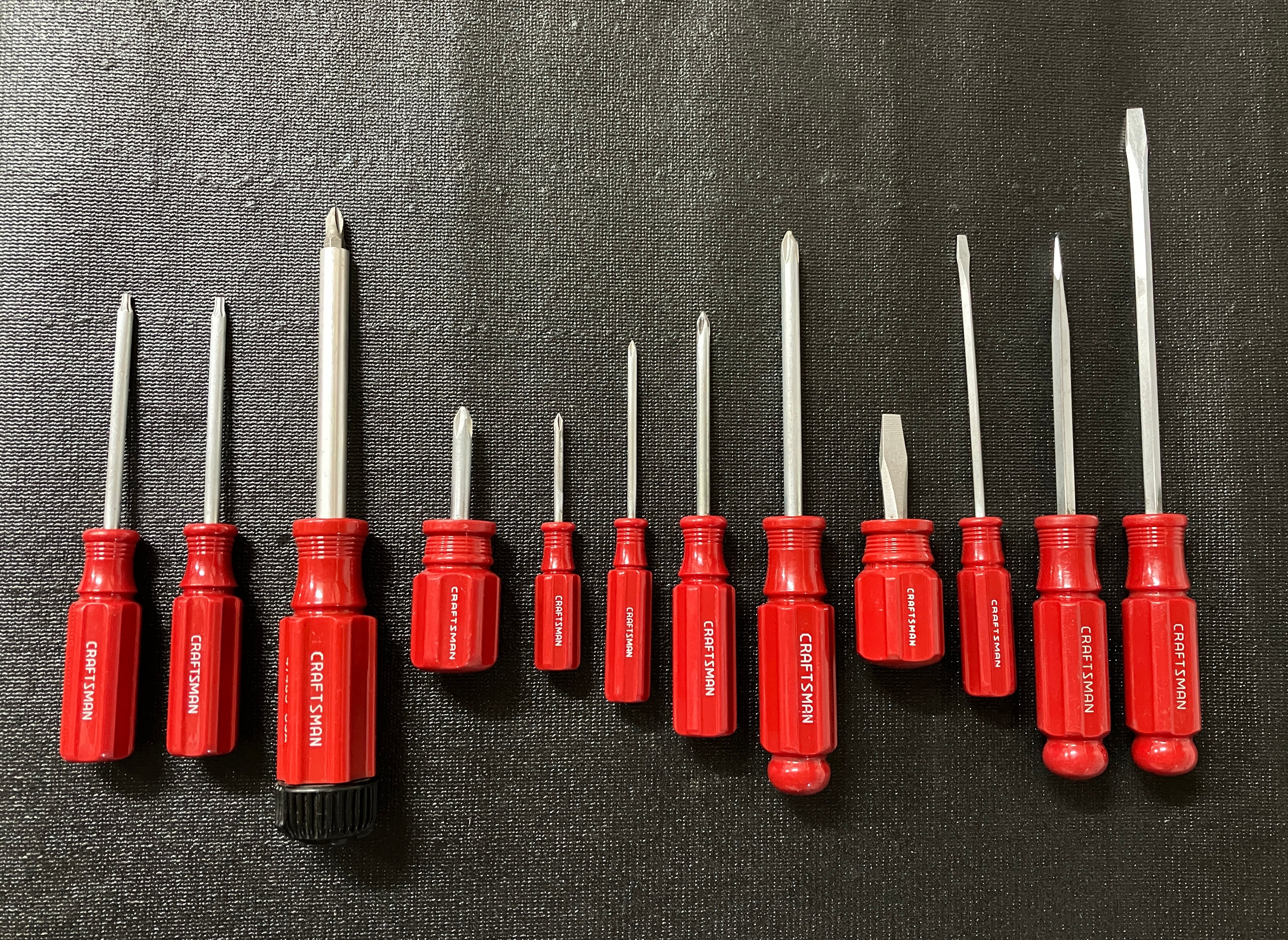 Vintage Craftsman 12pc Solid Red Handle Screwdriver Bundle USA Carolina Abbey Tools