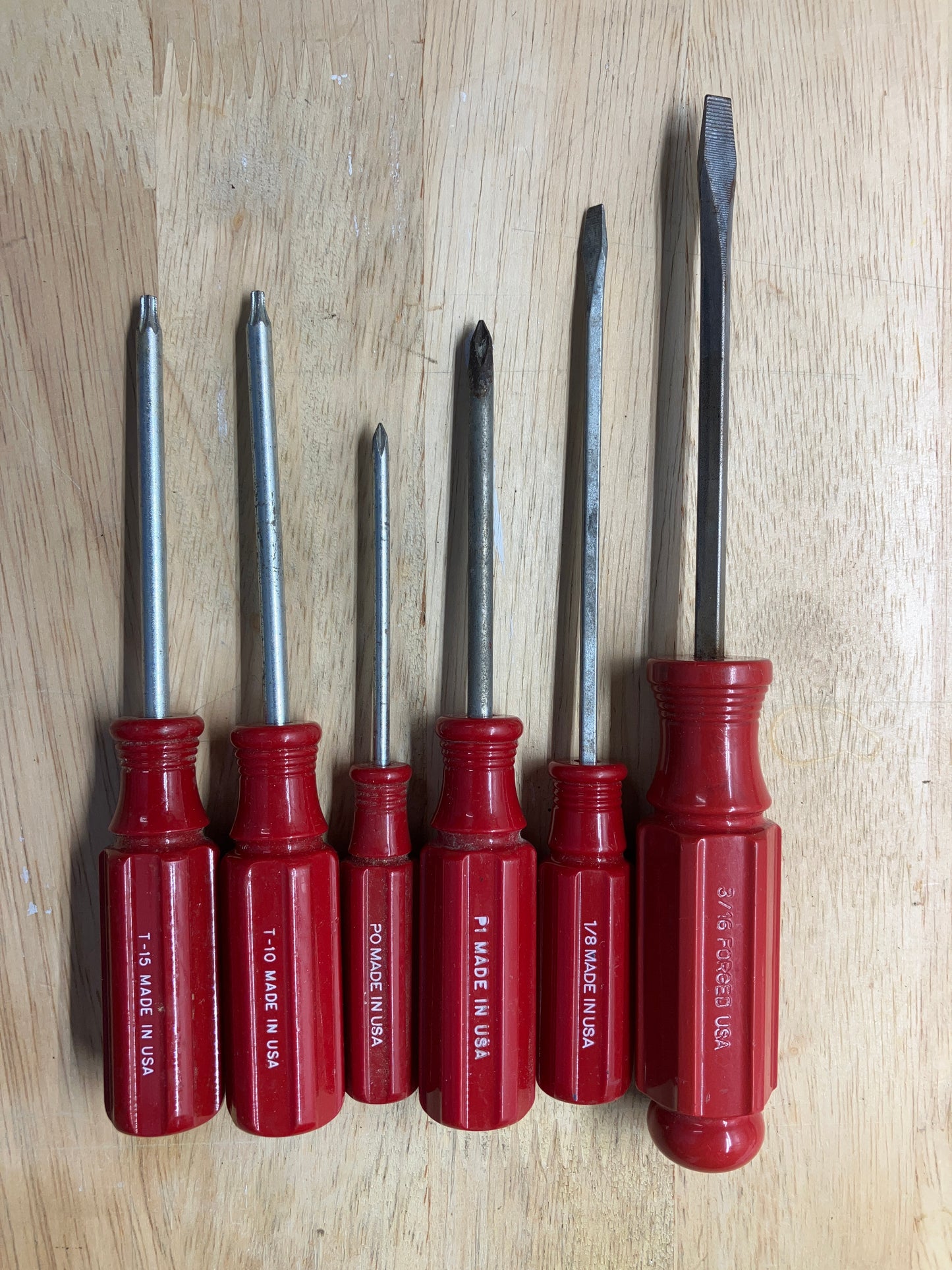 Vintage Craftsman 6pc Red Handle Screwdriver Bundle USA