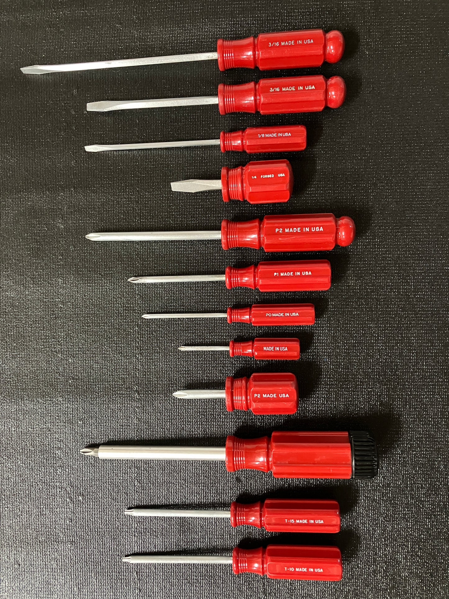 Vintage Craftsman 12pc Solid Red Handle Screwdriver Bundle USA