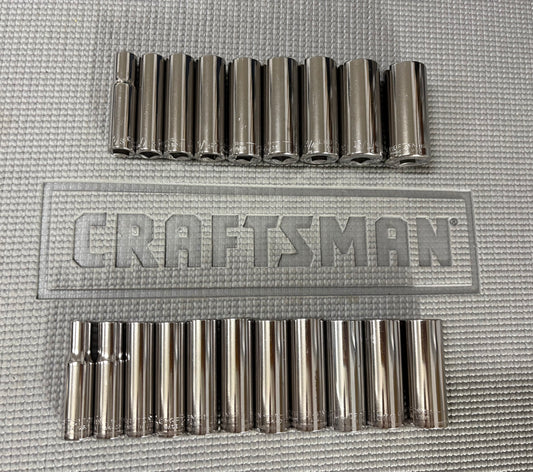 NOS Sears Craftsman USA G1 20pc Deep 6 Point Socket Set, Metric 9-19mm & SAE 3/8 to 7/8