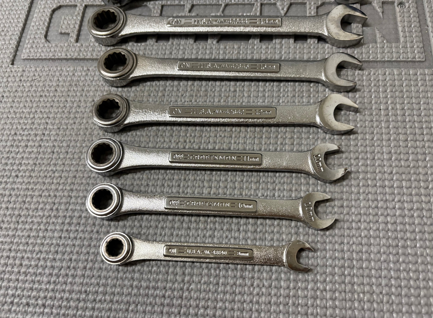 Sears Craftsman USA 8pc Metric Combination Ratcheting Wrench Set 42445 8-18 MM