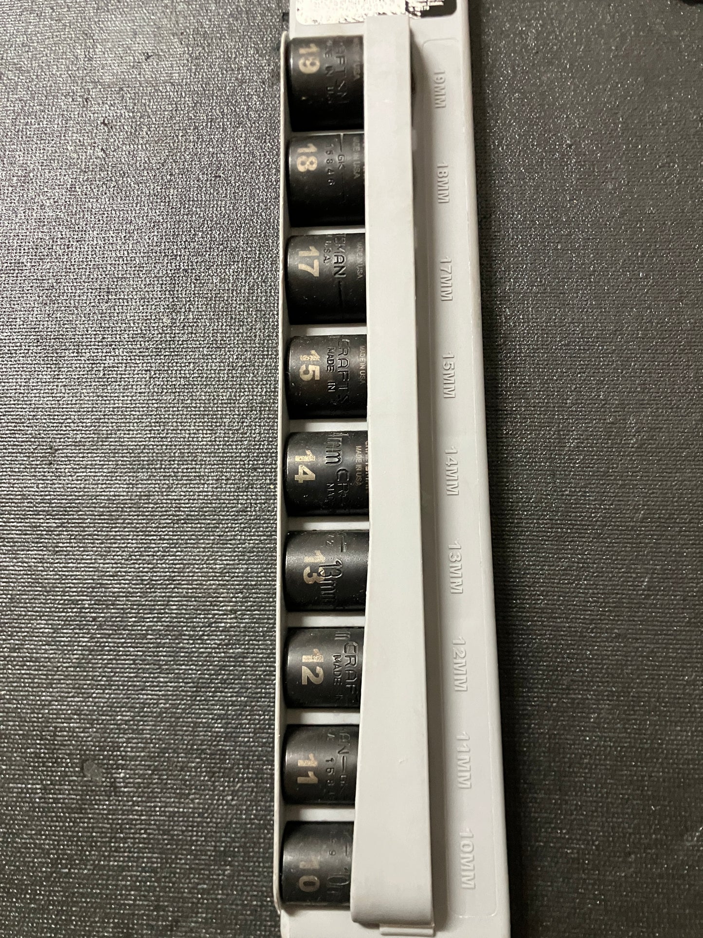 NOS Vintage Craftsman 9pc 3/8” Drive 10-19mm Easy Read Impact Sockets 15581 USA