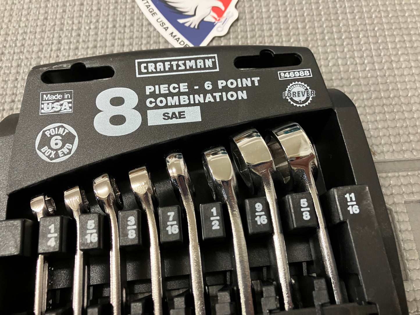 NOS Vintage Craftsman 8pc 6pt SAE 1/4” - 11/16” Combination Wrench Set 46988 USA