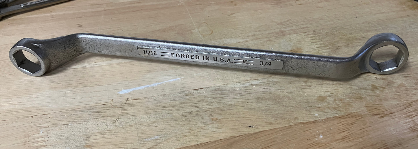 Vintage Craftsman =V= 6 Point Deep Offset Double Box End Wrench 11/16 X 3/4 USA