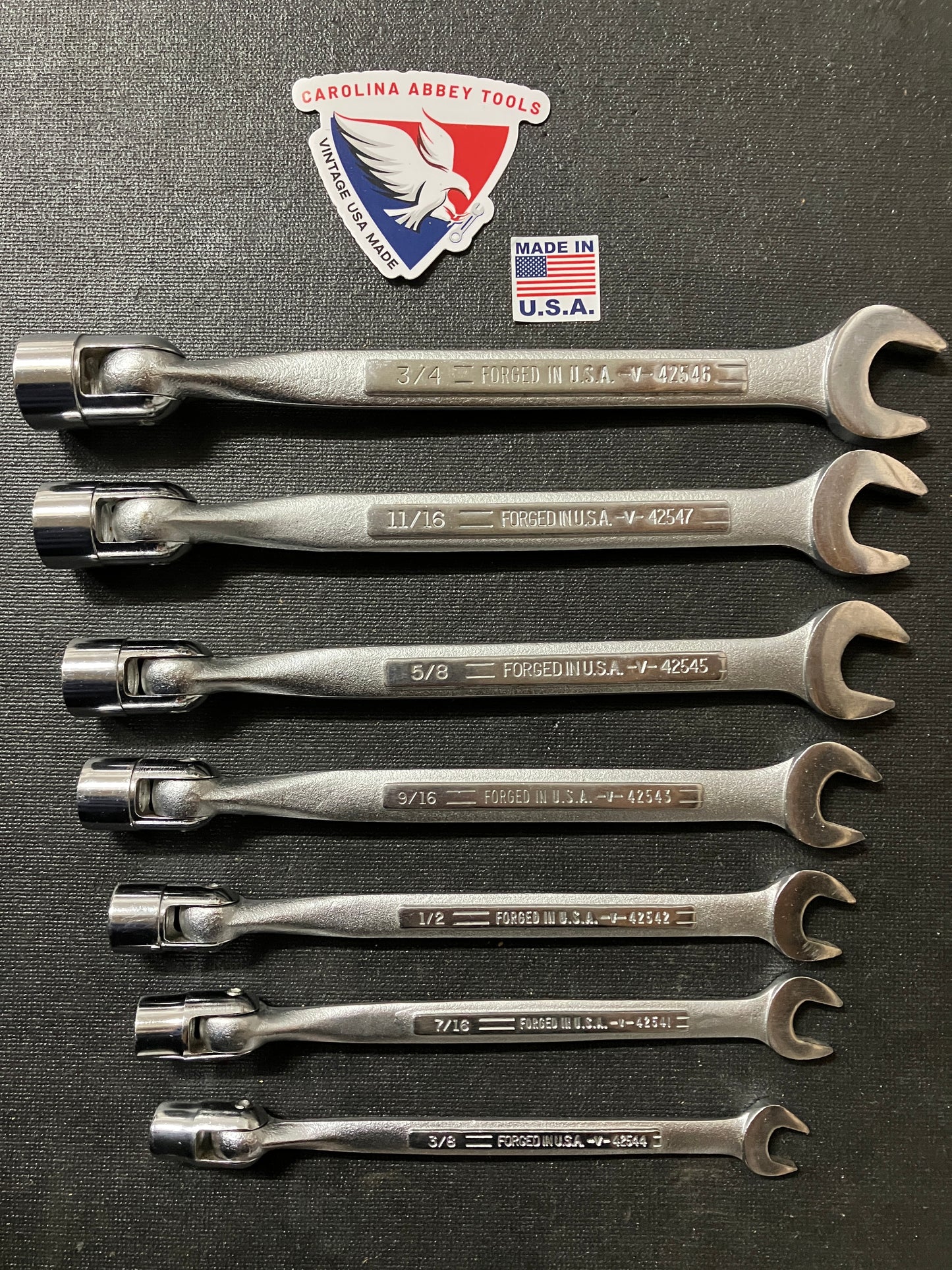 Vintage Craftsman 7pc SAE Saltus Flex Head Wrench Set USA