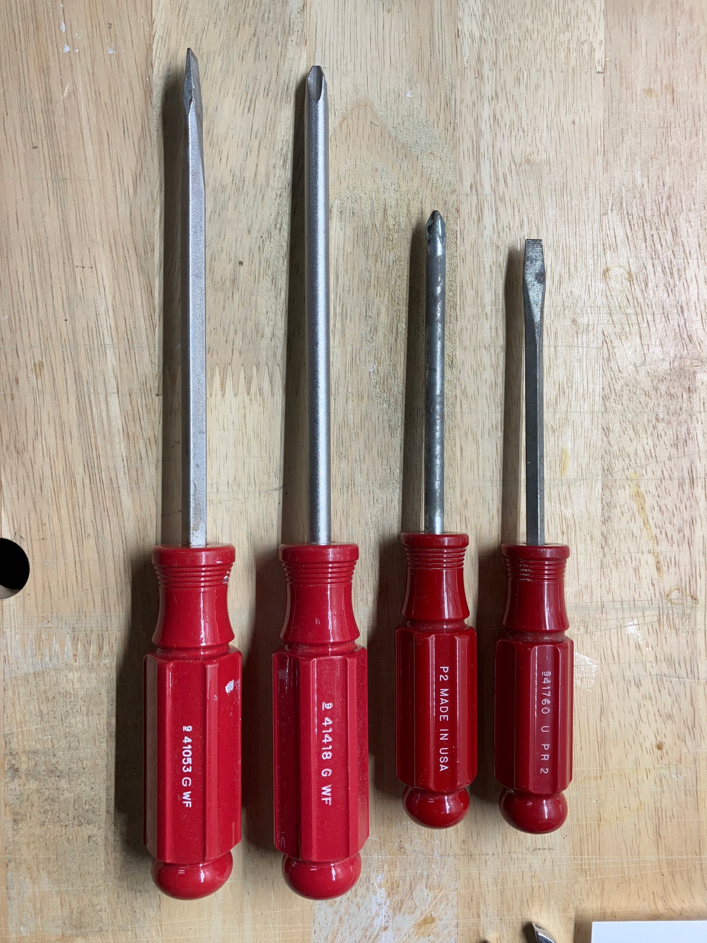 Vintage Craftsman 4pc Red Handle Screwdriver Bundle, USA