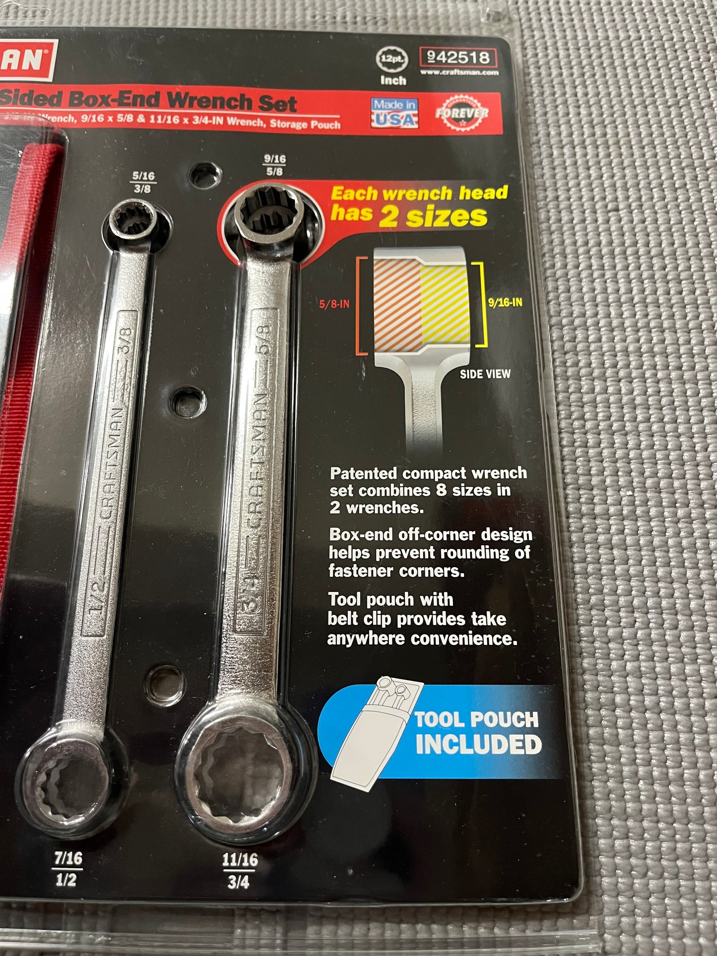 NOS Vintage Craftsman 4 In 1 Double Sided Box End Wrench Set 42518 USA Very Rare