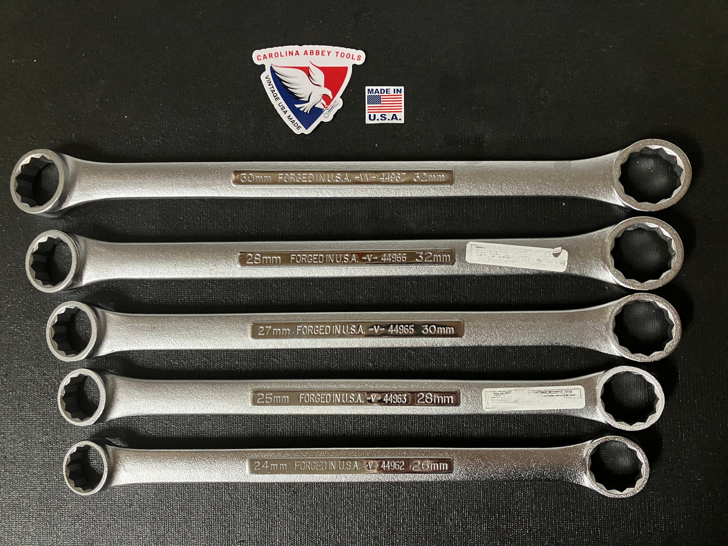 Vintage Craftsman 5pc Jumbo Metric Double Box End Wrenches 24-32mm -V- & -VV-USA