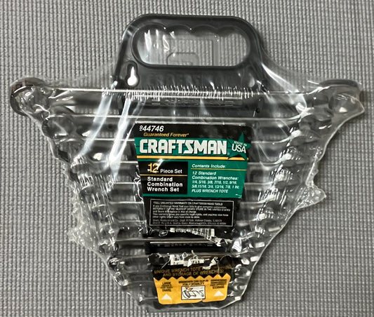 NOS Vintage Sears Craftsman 12pc SAE 12 Point Combination Wrench Set 44746 USA