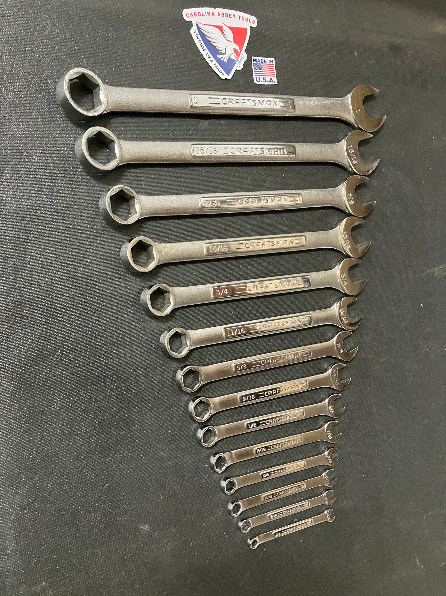 Vintage Craftsman 14pc SAE 6 Point Combination Wrench Set 1/4” - 1” 44154 USA VA